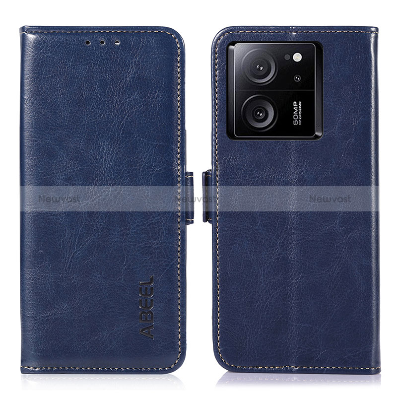 Leather Case Stands Flip Cover Holder A07D for Xiaomi Mi 13T Pro 5G Blue