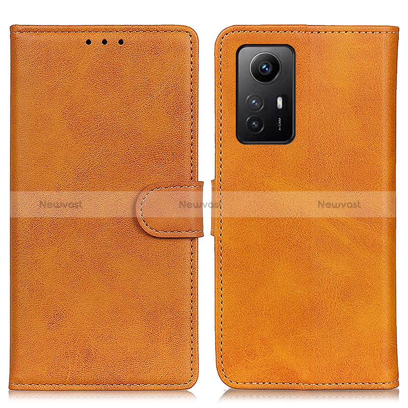 Leather Case Stands Flip Cover Holder A07D for Xiaomi Redmi Note 12S Brown