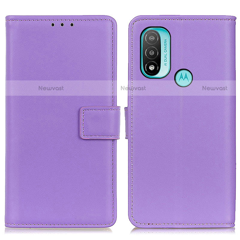 Leather Case Stands Flip Cover Holder A08D for Motorola Moto E30 Purple