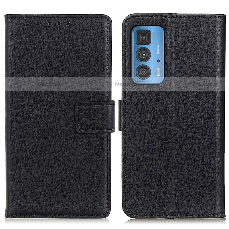 Leather Case Stands Flip Cover Holder A08D for Motorola Moto Edge 20 Pro 5G Black