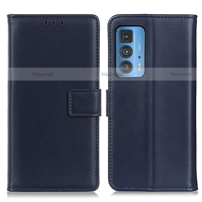 Leather Case Stands Flip Cover Holder A08D for Motorola Moto Edge 20 Pro 5G Blue