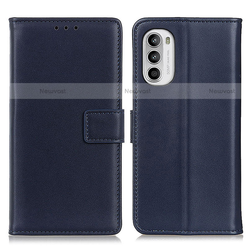 Leather Case Stands Flip Cover Holder A08D for Motorola Moto Edge (2022) 5G Blue