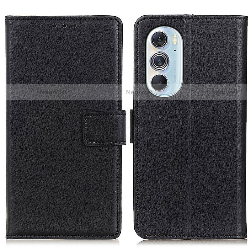 Leather Case Stands Flip Cover Holder A08D for Motorola Moto Edge Plus (2022) 5G Black