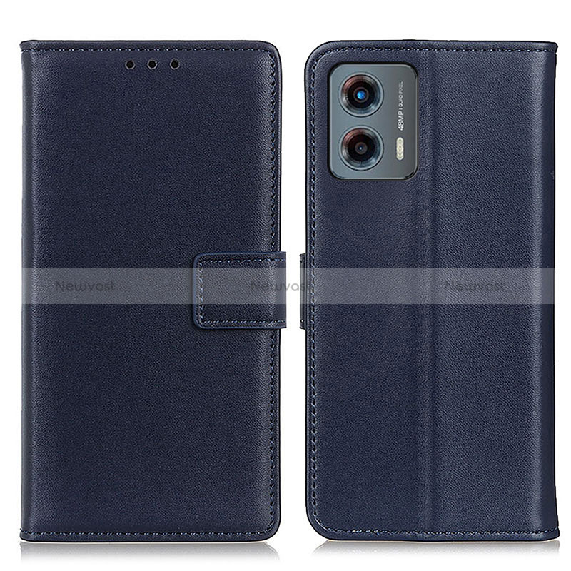 Leather Case Stands Flip Cover Holder A08D for Motorola Moto G 5G (2023) Blue