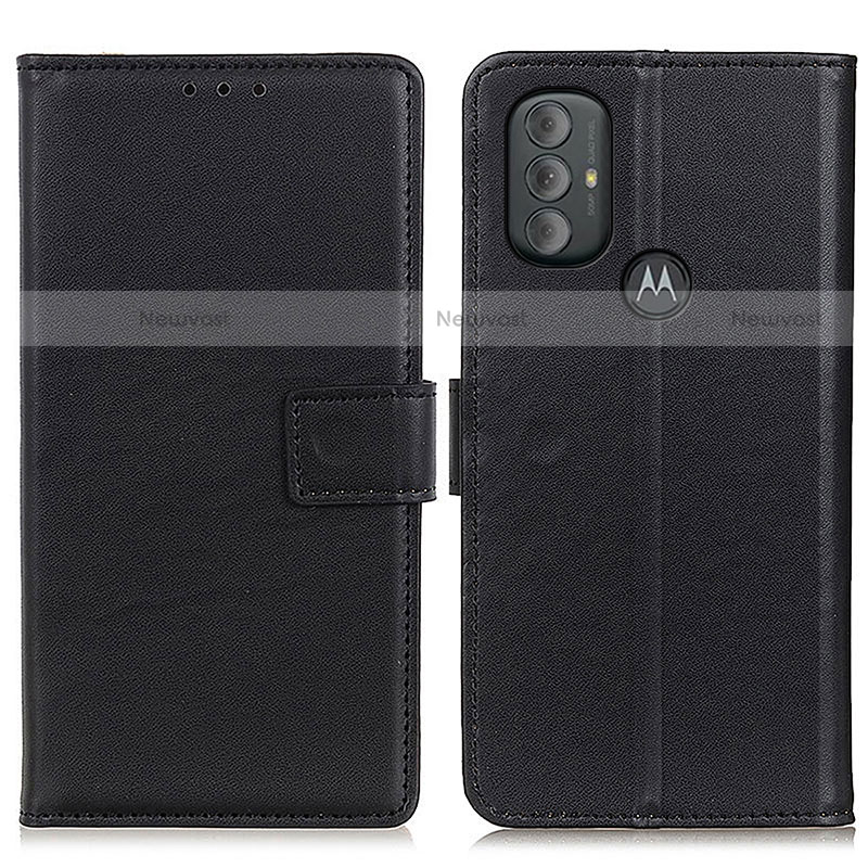 Leather Case Stands Flip Cover Holder A08D for Motorola Moto G Play (2023) Black