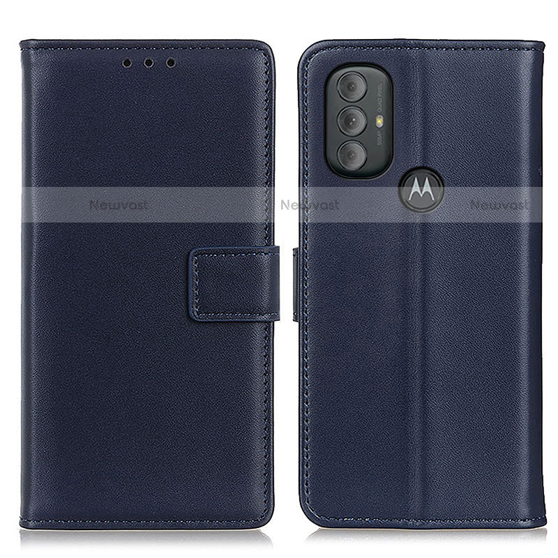 Leather Case Stands Flip Cover Holder A08D for Motorola Moto G Play (2023) Blue