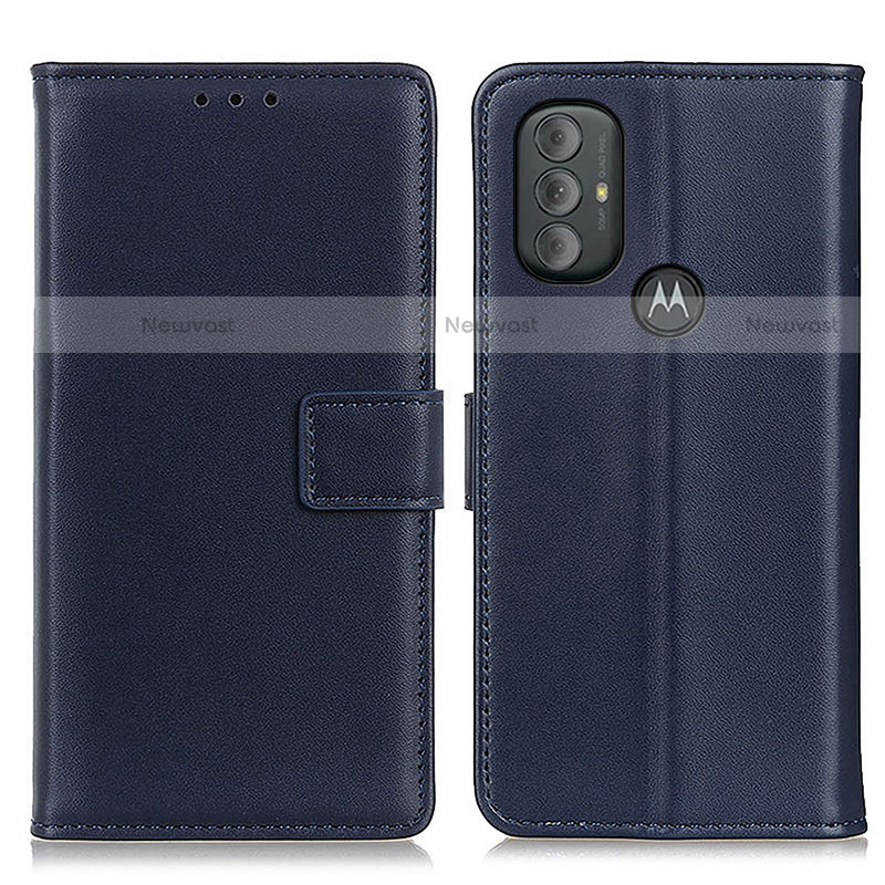 Leather Case Stands Flip Cover Holder A08D for Motorola Moto G Power (2022) Blue