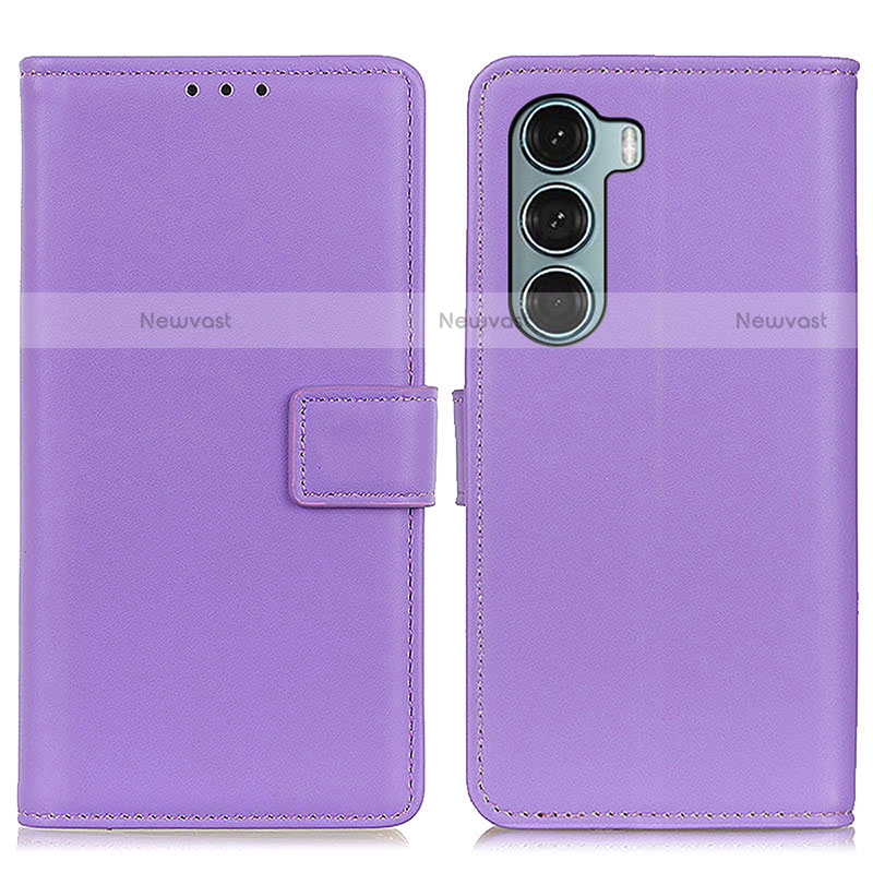 Leather Case Stands Flip Cover Holder A08D for Motorola Moto G200 5G Purple