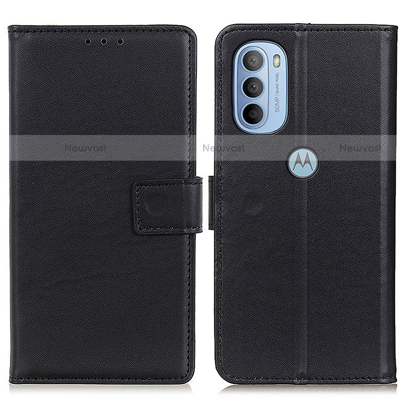 Leather Case Stands Flip Cover Holder A08D for Motorola Moto G31 Black