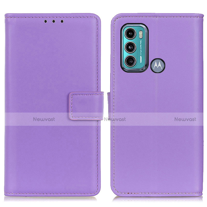 Leather Case Stands Flip Cover Holder A08D for Motorola Moto G40 Fusion Purple