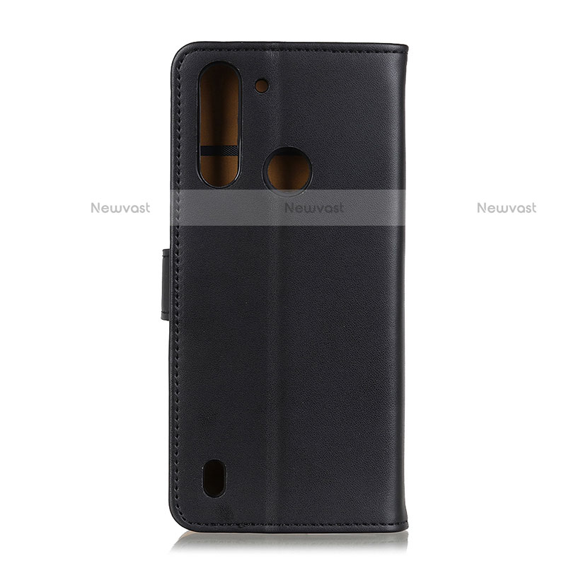 Leather Case Stands Flip Cover Holder A08D for Motorola Moto One Fusion Black