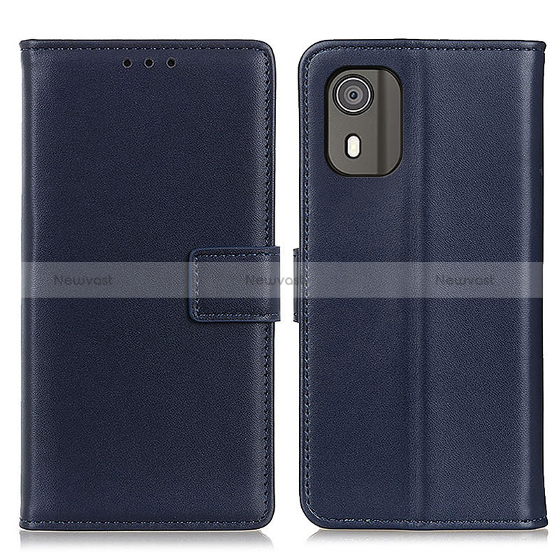 Leather Case Stands Flip Cover Holder A08D for Nokia C02 Blue