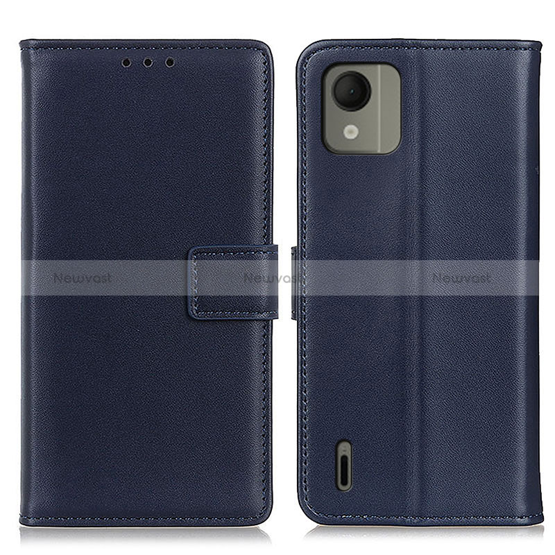 Leather Case Stands Flip Cover Holder A08D for Nokia C110 Blue