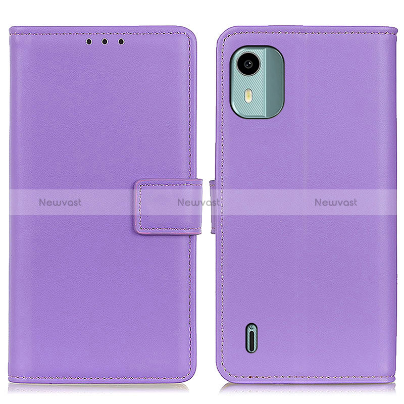 Leather Case Stands Flip Cover Holder A08D for Nokia C12 Plus Purple