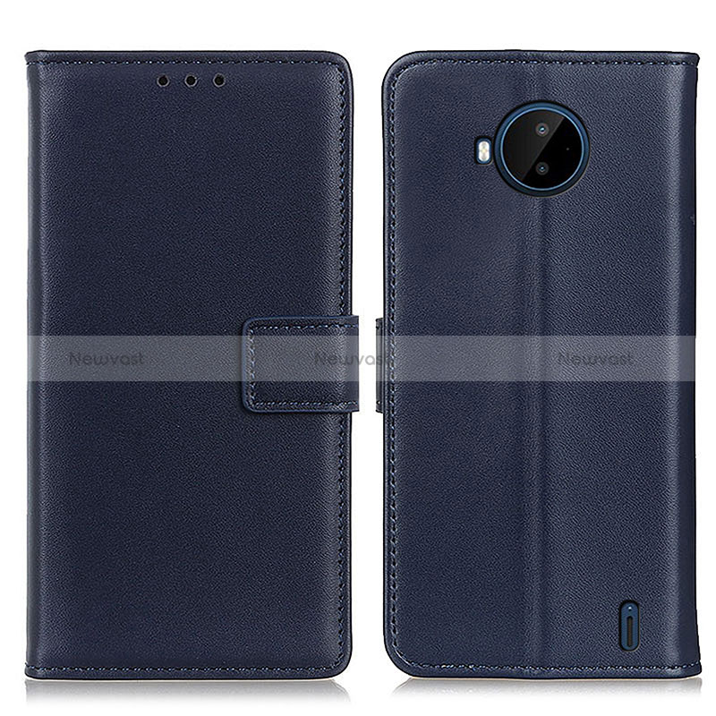 Leather Case Stands Flip Cover Holder A08D for Nokia C20 Plus Blue