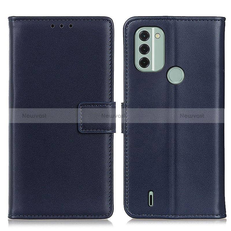 Leather Case Stands Flip Cover Holder A08D for Nokia C31 Blue