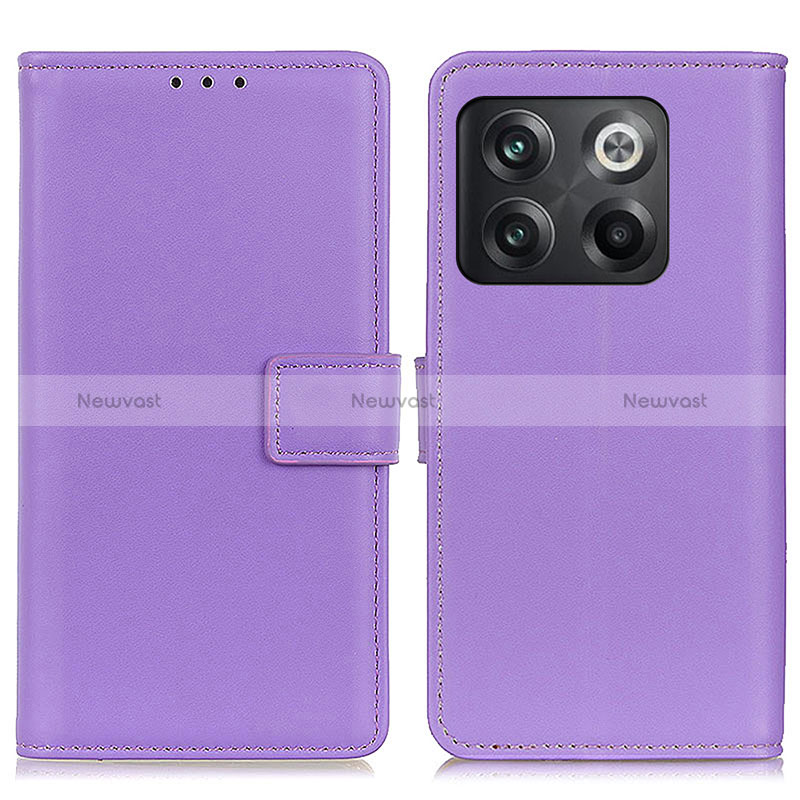 Leather Case Stands Flip Cover Holder A08D for OnePlus 10T 5G Purple