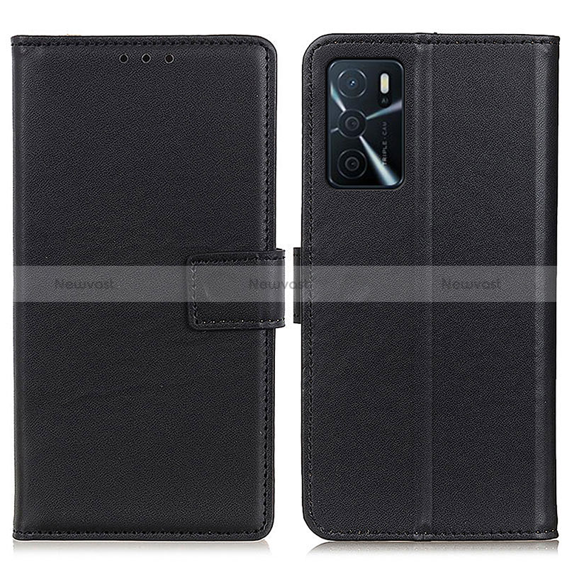 Leather Case Stands Flip Cover Holder A08D for Oppo A16s Black
