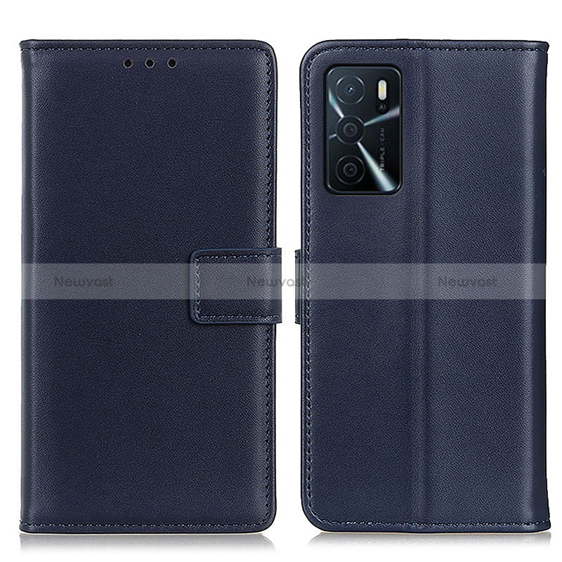 Leather Case Stands Flip Cover Holder A08D for Oppo A54s Blue