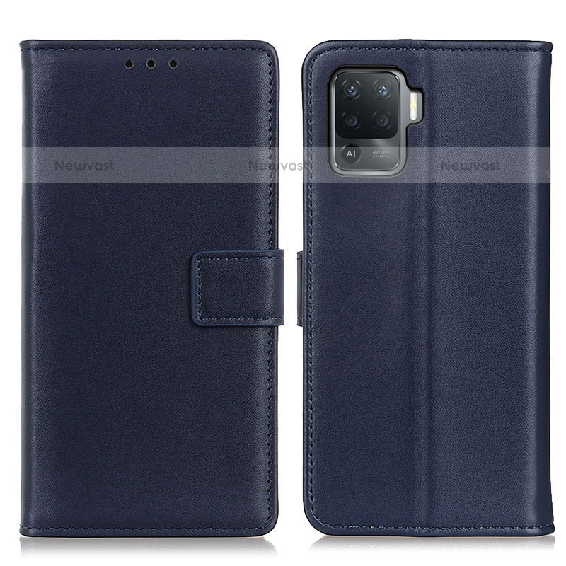 Leather Case Stands Flip Cover Holder A08D for Oppo A94 4G Blue