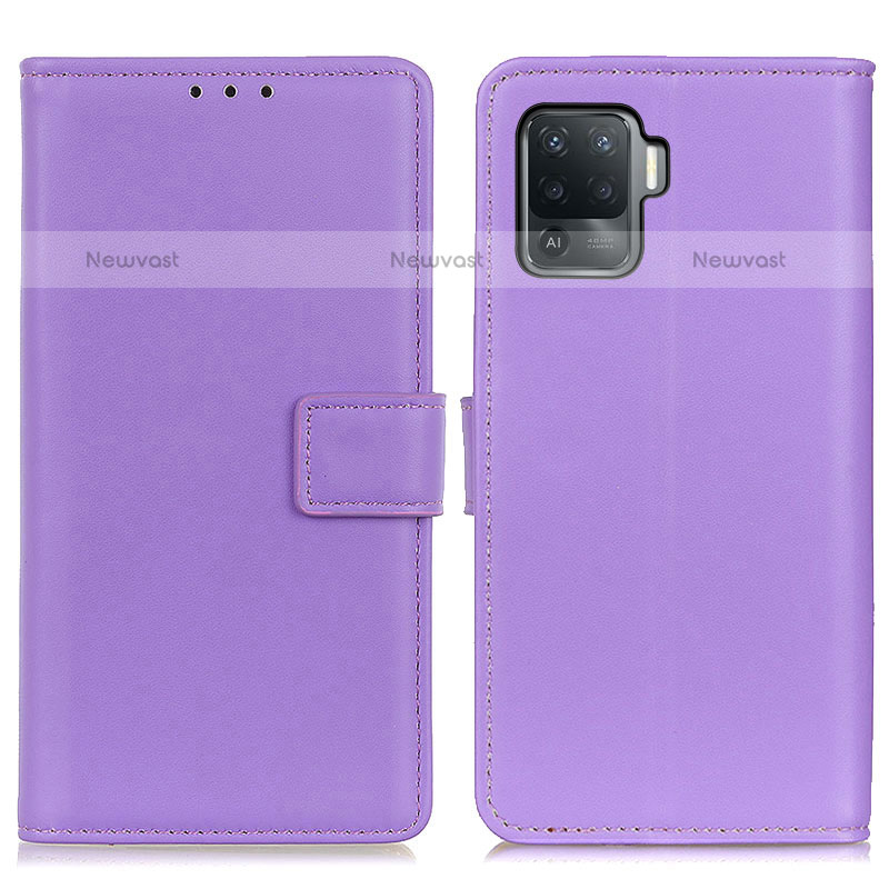 Leather Case Stands Flip Cover Holder A08D for Oppo A94 4G Purple