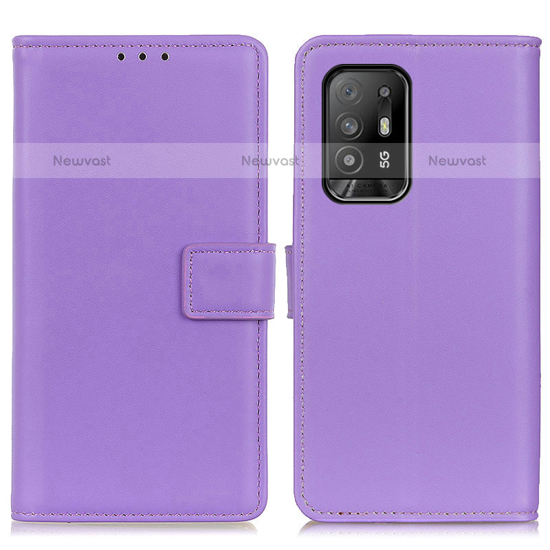 Leather Case Stands Flip Cover Holder A08D for Oppo A94 5G Purple