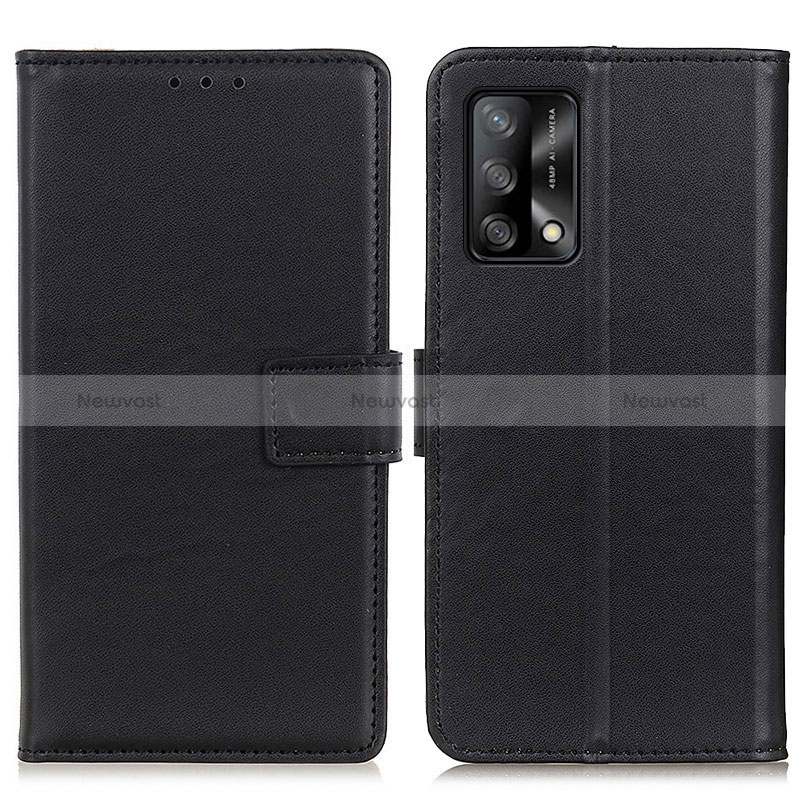 Leather Case Stands Flip Cover Holder A08D for Oppo A95 4G Black