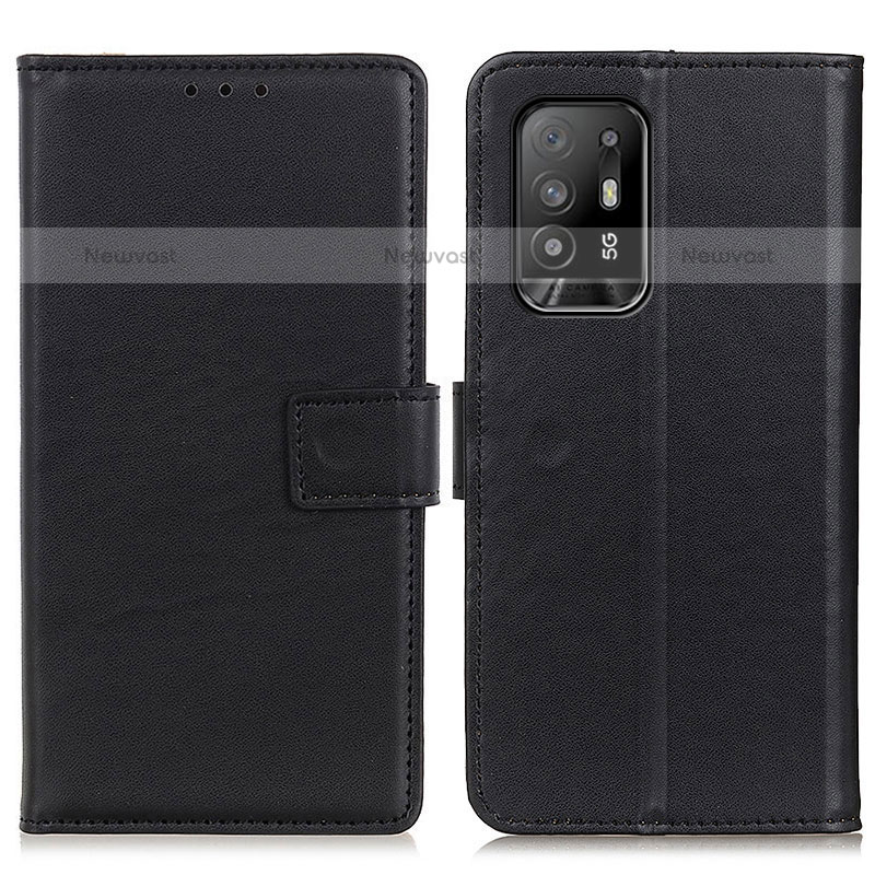 Leather Case Stands Flip Cover Holder A08D for Oppo A95 5G Black