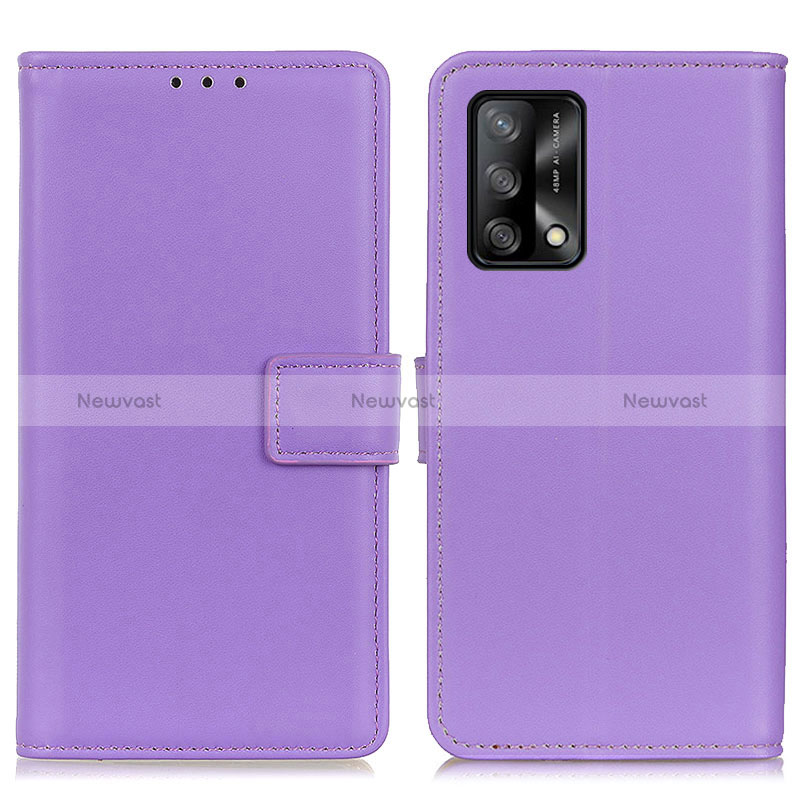 Leather Case Stands Flip Cover Holder A08D for Oppo F19 Purple