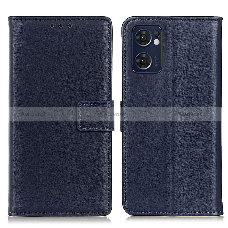 Leather Case Stands Flip Cover Holder A08D for Oppo Find X5 Lite 5G Blue