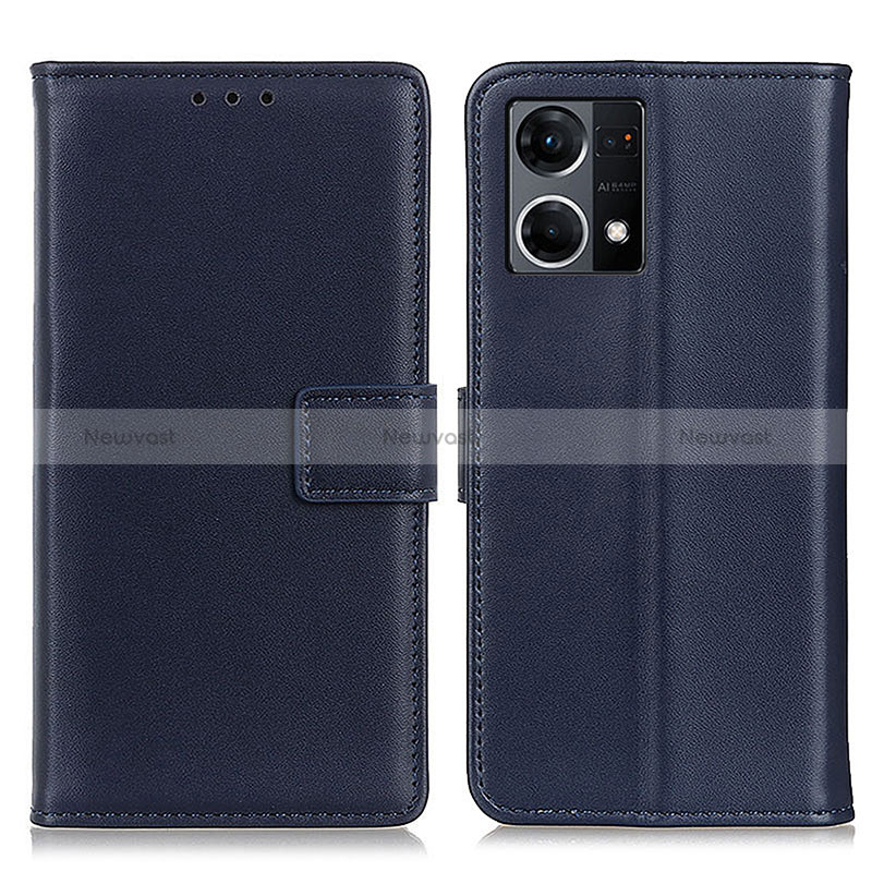 Leather Case Stands Flip Cover Holder A08D for Oppo Reno8 4G Blue