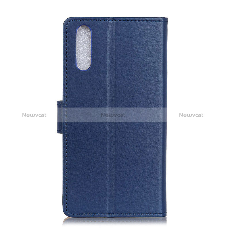 Leather Case Stands Flip Cover Holder A08D for Samsung Galaxy A02 Blue