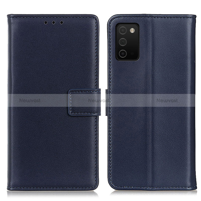 Leather Case Stands Flip Cover Holder A08D for Samsung Galaxy M02s Blue