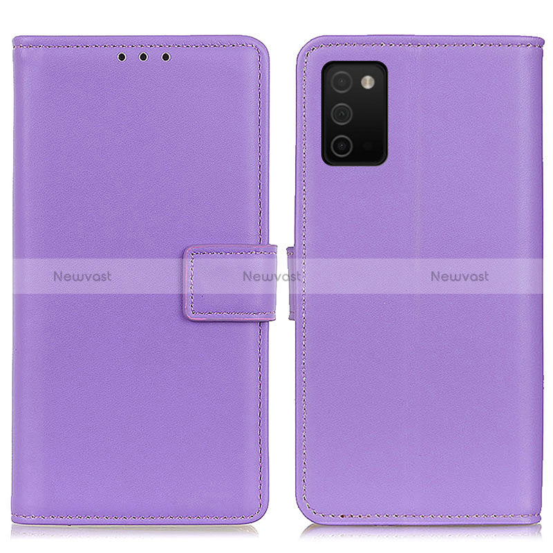 Leather Case Stands Flip Cover Holder A08D for Samsung Galaxy M02s Purple