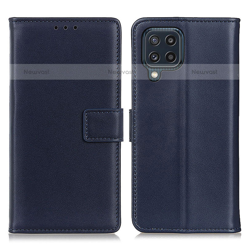 Leather Case Stands Flip Cover Holder A08D for Samsung Galaxy M32 4G Blue