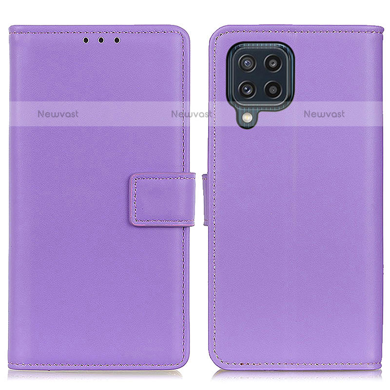 Leather Case Stands Flip Cover Holder A08D for Samsung Galaxy M32 4G Purple