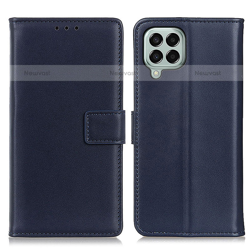 Leather Case Stands Flip Cover Holder A08D for Samsung Galaxy M33 5G Blue