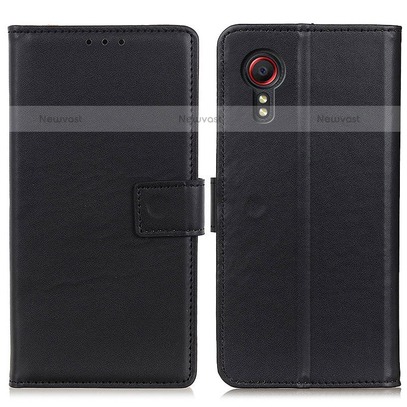 Leather Case Stands Flip Cover Holder A08D for Samsung Galaxy XCover 5 SM-G525F Black