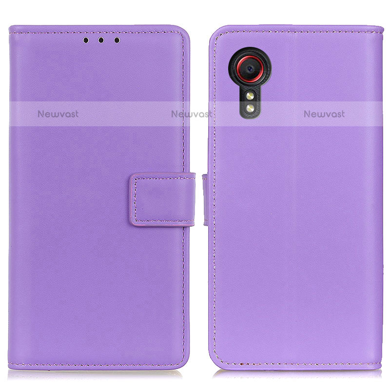 Leather Case Stands Flip Cover Holder A08D for Samsung Galaxy XCover 5 SM-G525F Purple