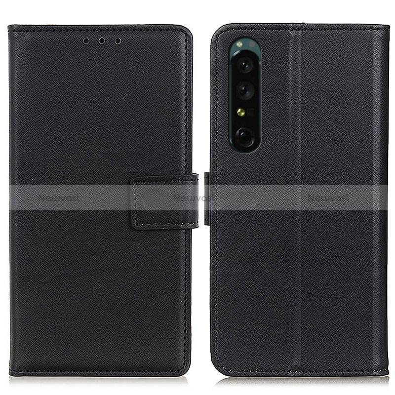 Leather Case Stands Flip Cover Holder A08D for Sony Xperia 1 IV SO-51C Black