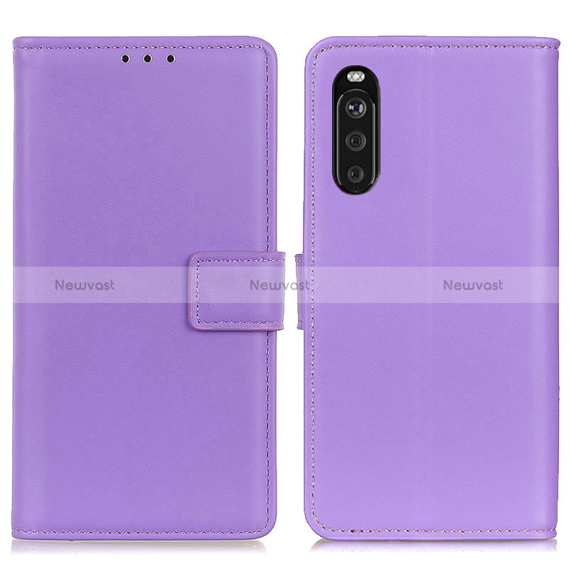 Leather Case Stands Flip Cover Holder A08D for Sony Xperia 10 III Purple