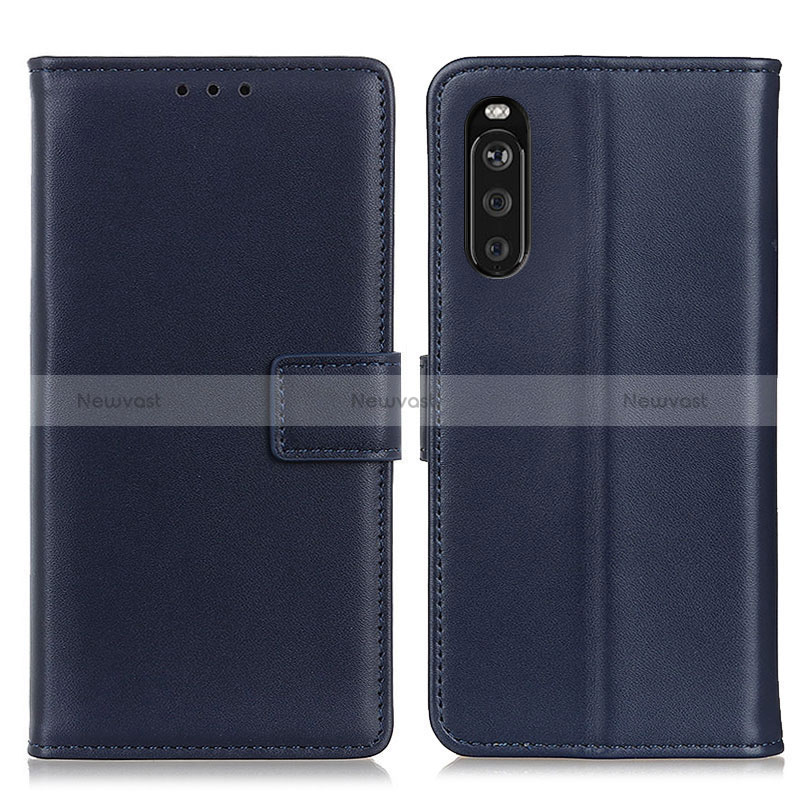 Leather Case Stands Flip Cover Holder A08D for Sony Xperia 10 III SO-52B Blue