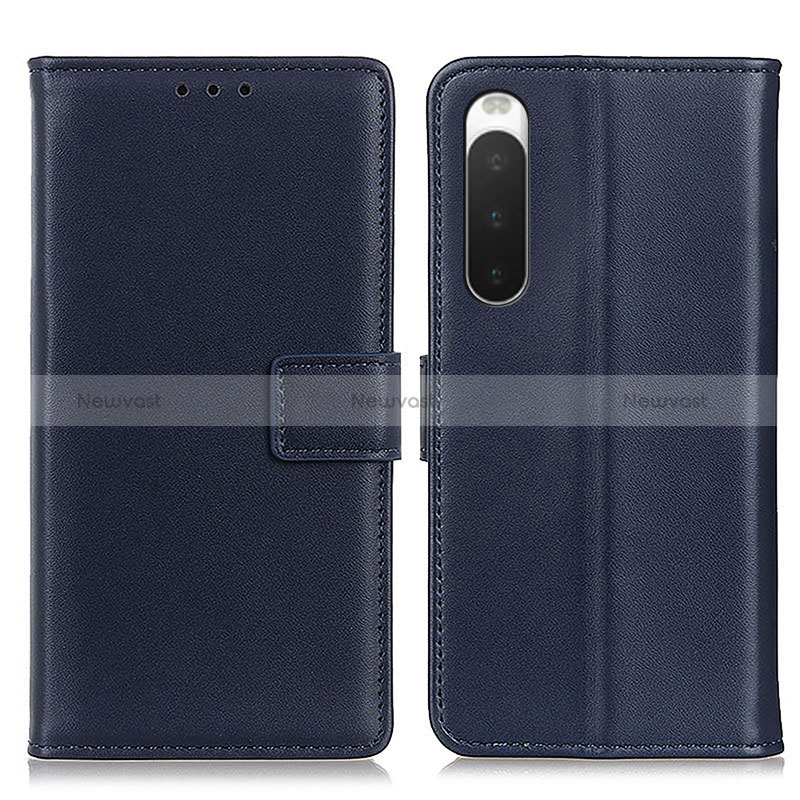 Leather Case Stands Flip Cover Holder A08D for Sony Xperia 10 IV Blue