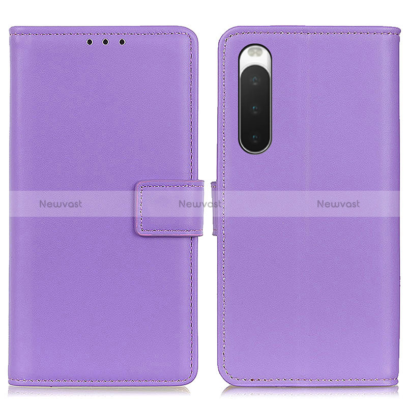 Leather Case Stands Flip Cover Holder A08D for Sony Xperia 10 IV SOG07 Purple