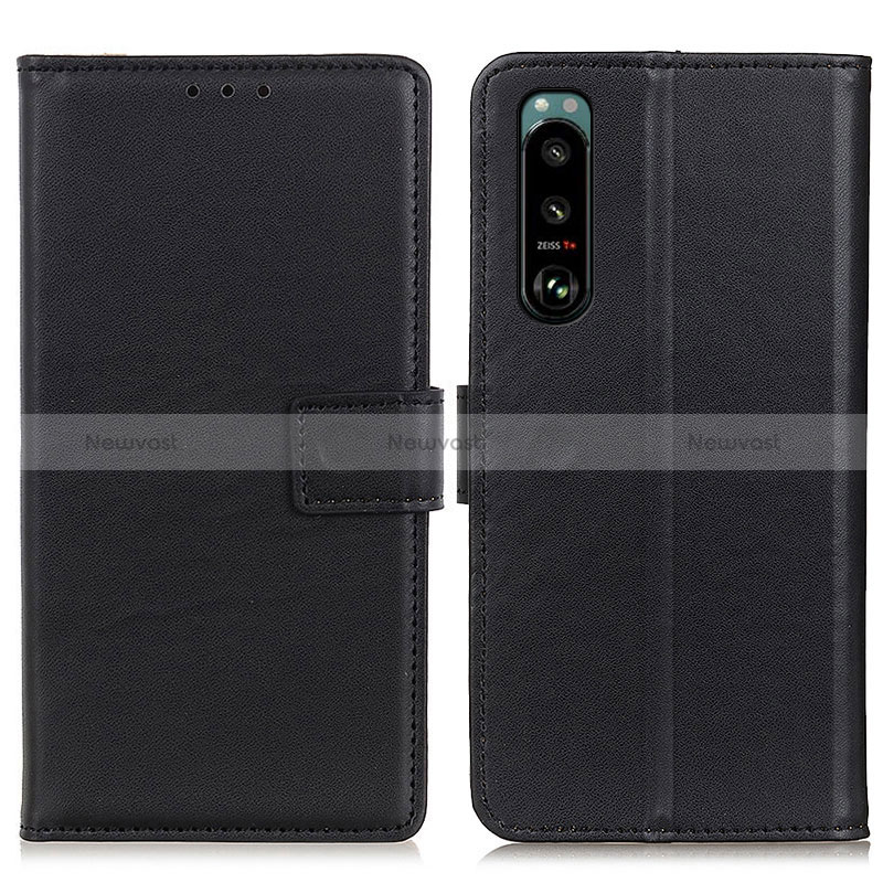 Leather Case Stands Flip Cover Holder A08D for Sony Xperia 5 III SO-53B Black