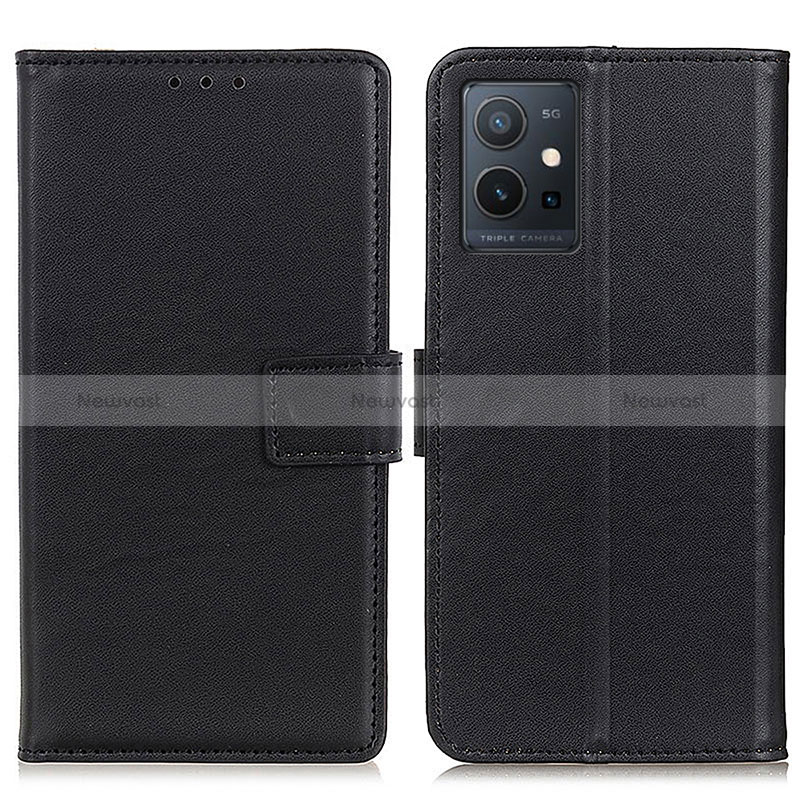 Leather Case Stands Flip Cover Holder A08D for Vivo Y30 5G Black