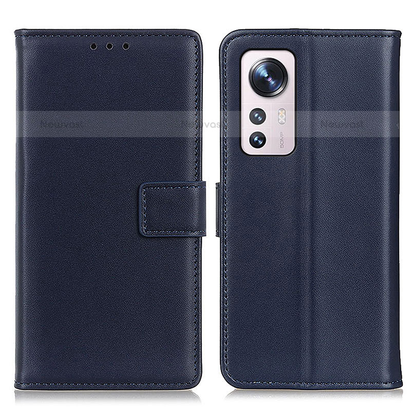 Leather Case Stands Flip Cover Holder A08D for Xiaomi Mi 12 Pro 5G Blue