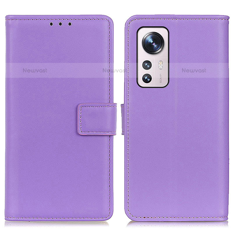 Leather Case Stands Flip Cover Holder A08D for Xiaomi Mi 12X 5G Purple