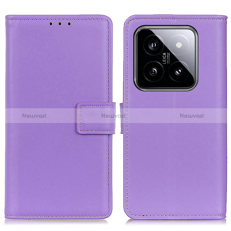 Leather Case Stands Flip Cover Holder A08D for Xiaomi Mi 14 5G Purple