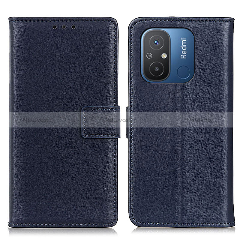 Leather Case Stands Flip Cover Holder A08D for Xiaomi Redmi 12C 4G Blue